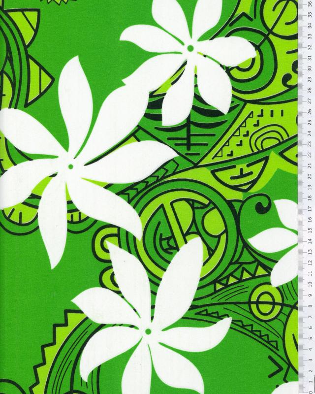 Polynesian fabric VAHINE Green - Tissushop